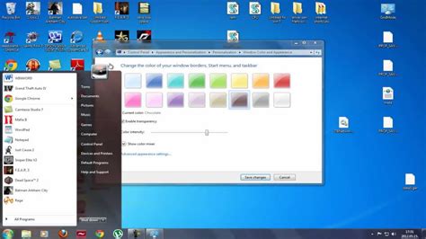 You will get a color pallet to select your color from. How to Change Windows 7 taskbar and start menu color ...