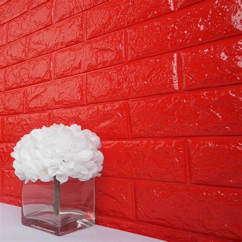 10 Pack 58 Sqft Red Foam Brick Wall Tiles Peel And Stick 3d Wall