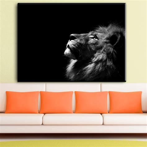 Zz1803 Black And White Canvas Wall Art Canvas Lion Animal Oil Art