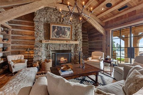 Log Cabin Living Room With Fireplace Tutorial Pics