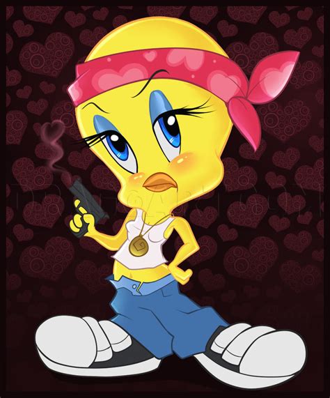 How To Draw Gangster Tweety Step By Step Drawing Guide By Dawn