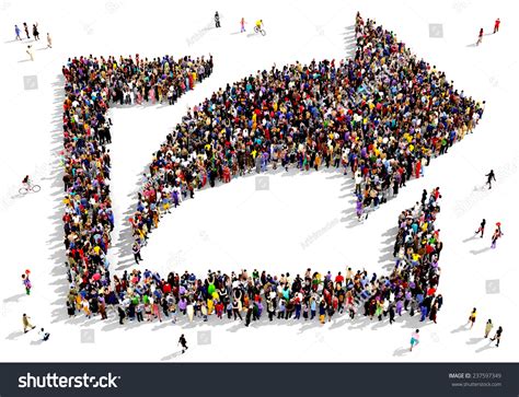 Large Group Of People Gathered Together In The Shape Of An Arrow Icon