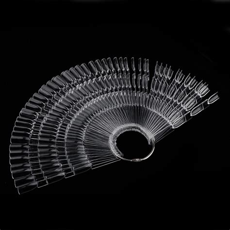 50 pcs 150 tips clear white fan shaped false fake nail art tips sticks polish gel salon display