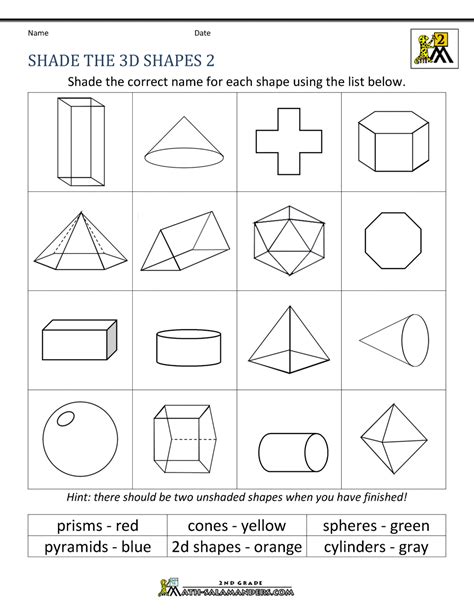 2d Shapes Worksheets 2nd Grade
