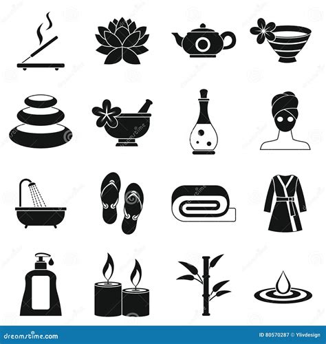 spa treatments icons set simple style stock vector illustration of cream medicine 80570287