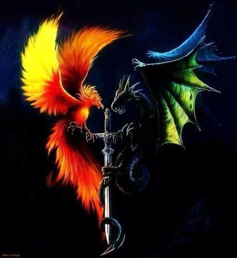 Phénix Et Dragon Dragon Artwork Dragon Artwork Fantasy Mythological