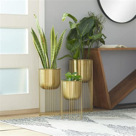 Decmode 24 20 16h Deep Recessed Dome Gold Metal Planter With