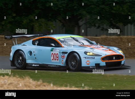Le Mans Aston Martin Racing Car Gt1 Dbr9 Gulf Team Colors Stock Photo