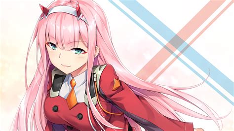 Darling In The Franxx Zero Two With Red Uniform With Background Of