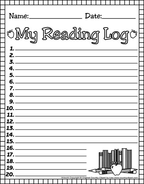 Free Printable Kindergarten Reading Log Printable