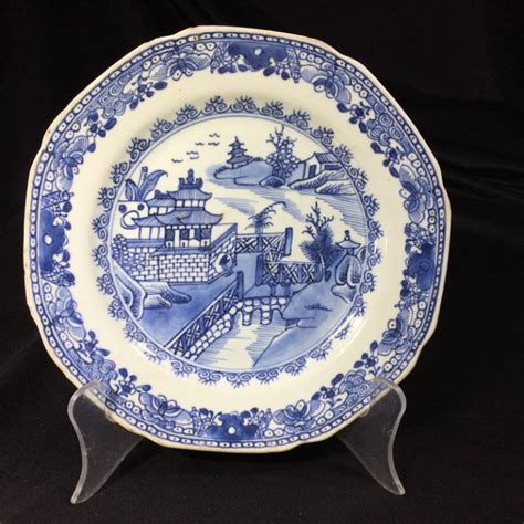 Chinese Export Plate Pagoda Pattern In Blue C1780 Moorabool