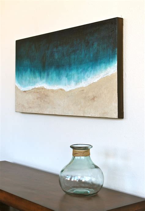 Beach Original Abstract Art Acrylic Painting On Thick Canvas Etsy