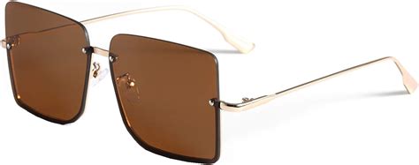Retro Oversized Sunglasses For Men Women Classic Square Sunglasses Chic Metal Rimless Sunglasses