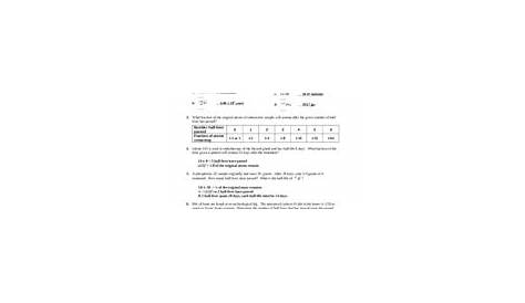 half-life calculations worksheets with answers