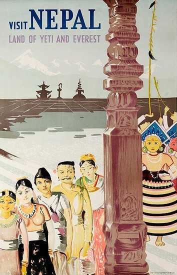 Visit Nepal Land Of Yeti And Everest Vintage Travel Posters Vintage