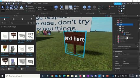 How To Put A Text In A Sign Or A Part Roblox Studio Tutorial Youtube