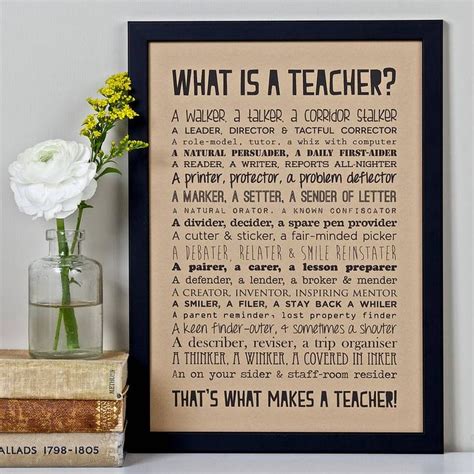 Personalised Teacher Print With Teacher Poem Kraft What Is A Teacher
