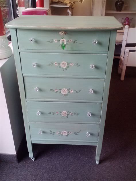 Vintage Custom Painted Shabby Chic Dresser Chest Of Drawers Bedroom