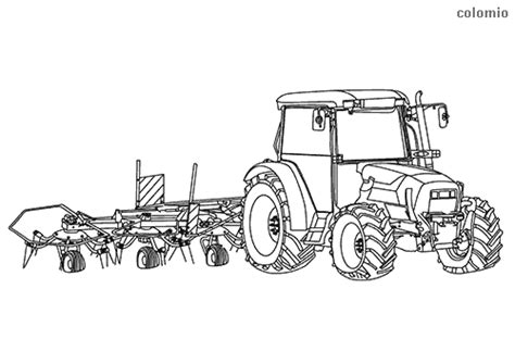 Tractor And Hay Baler Coloring Pages Sketch Coloring Page