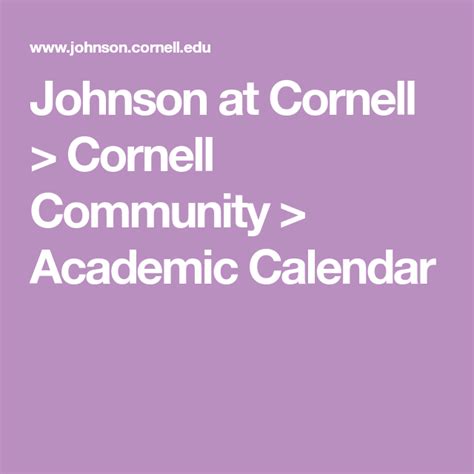 Cornell Community | Academic Calendar by Program | Cornell Johnson