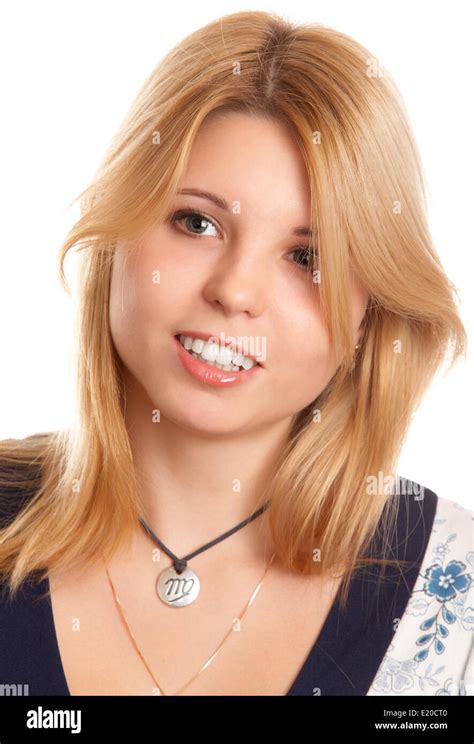 Smiling Blonde Woman Stock Photo Alamy