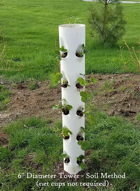 Vertical Strawberry Planter Micro Garden Pvc Tower For Soil Etsy