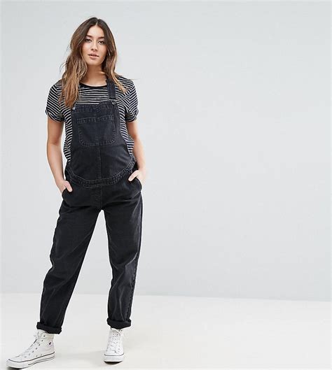 ASOS MATERNITY Denim Overall In Washed Black Black Asos Maternity