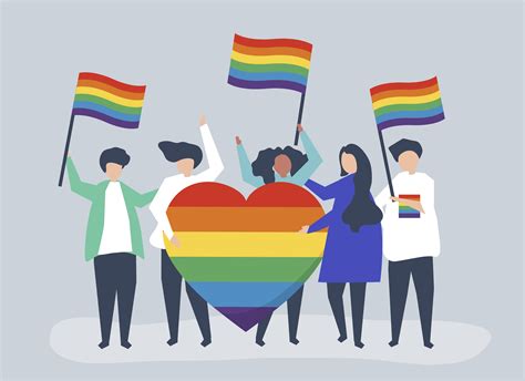 Character illustration of people holding LGBT support icons - Download