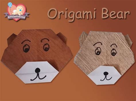 How To Make A Cute Origami Bear Face Instructions Cute Origami Bear