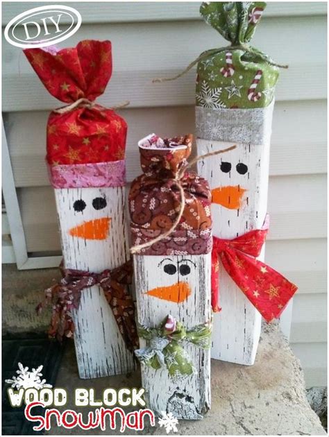 Diy Wood Block Snowman Top Easy Craft Design For Christmas Party Decor Project Homemade