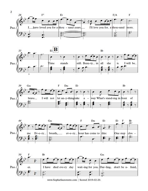 Christina Perri A Thousand Years Simple Piano Sheet Music