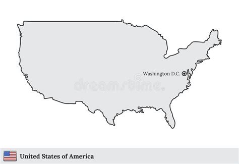 United States Of America Vector Map With The Capital City Of Washington