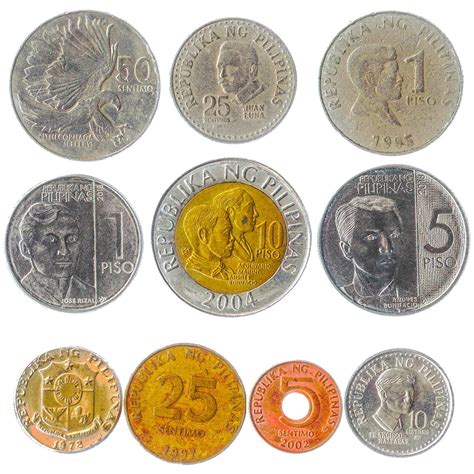 Philippines Coins Peso Piso Mixed Asian Currency Collection Of 10