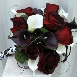Wedding Bouquet Real Touch Majestic Red Calla Lily Black Etsy Calla