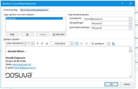 Outlook Redigere Signatur Windows Posuva As