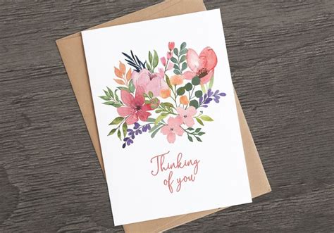 Floral Thinking Of You Card Condolence Card Sympathy Card Etsy