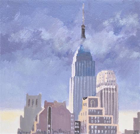 Ejay Weiss Vintage New York City Empire State Building Oil Painting