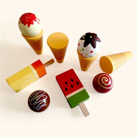 Wooden Ice Cream Toy Set Pretend Ice Cream Set Bee Smart Toys