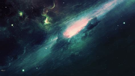 Download 1920x1080 Nebula Stars Galaxy Universe Green Wallpapers