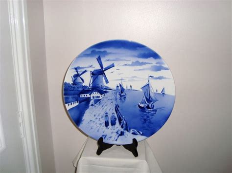 Vintage German Delftware With Windmill Scene 30cm 12 Inch Plate