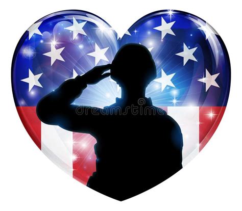 Patriotisches Soldat-Saluting American Flag-Herz Vektor ...