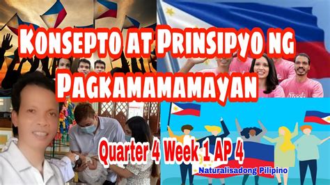Ap 4 Quarter 4 Week 1 Konsepto At Prinsipyo Ng Pagkamamamayan Youtube