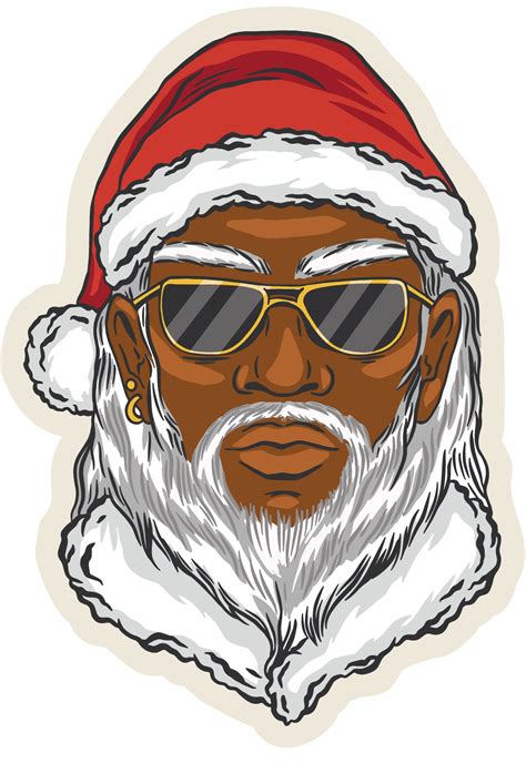 Black Santa Claus Christmas Sticker Vulgrco