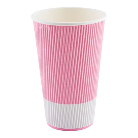 20 Oz Light Pink Paper Coffee Cup Ripple Wall 3 12 X 3 12 X 6 1