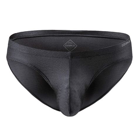 Zonbailon Mens Bulge Enhancing Underwear Briefs Sexy Ice Silk Big Ball