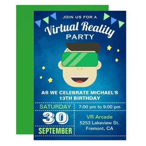 Vr Game Virtual Reality Birthday Party Invitation Zazzle Virtual Reality Birthday Party
