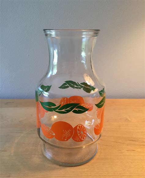 vintage 70s anchor hocking oranges and leaves juice pitcher with cap pitchers jars and buckets