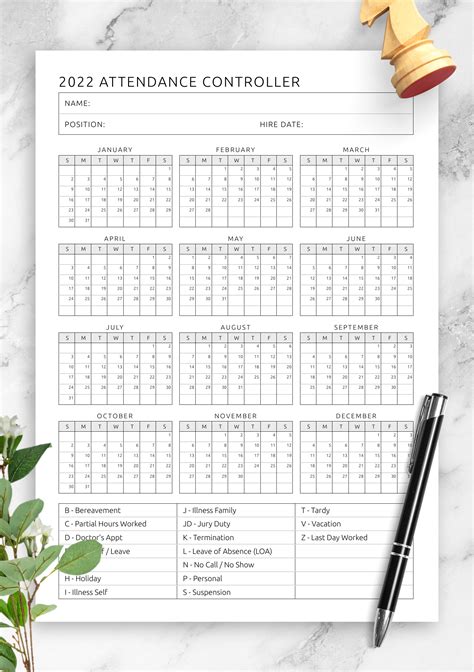 Download Printable Attendance Controller Template Pdf
