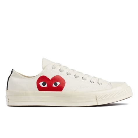 Trouva X Converse Red Heart Chuck Taylor All Star 70 Low White Shoes