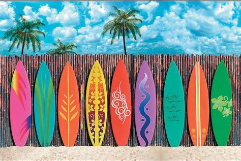 Plastic Surfs Up Surfboard Backdrop Banner Photo Prop For Sale Online